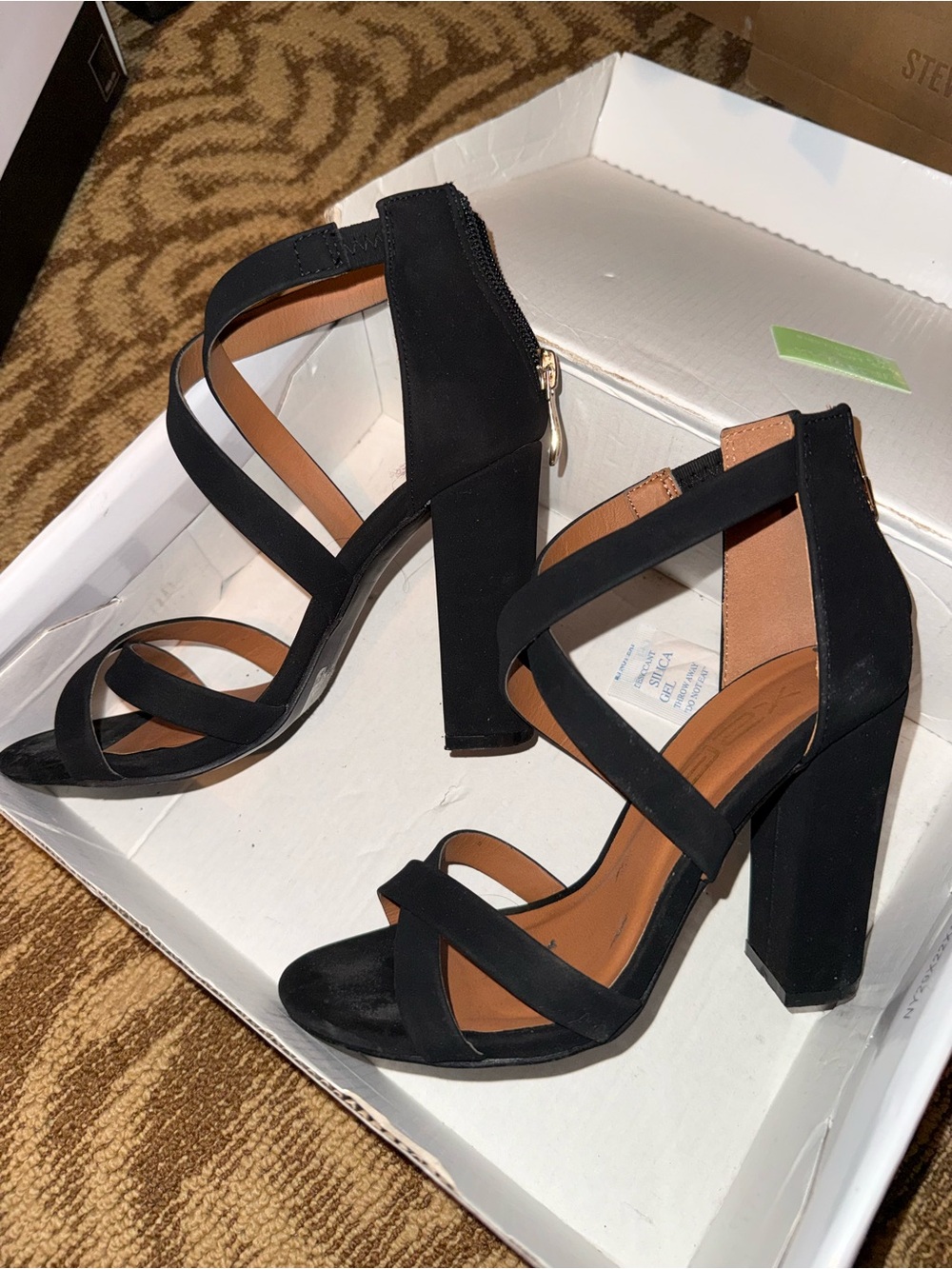 Charlotte Russe Black Strappy Block Heel Sandals